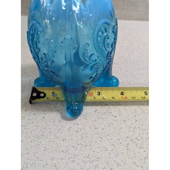 Northwood Blue Opalescent Inverted Fan and Feather Rose Bowl - Picture 5 of 6